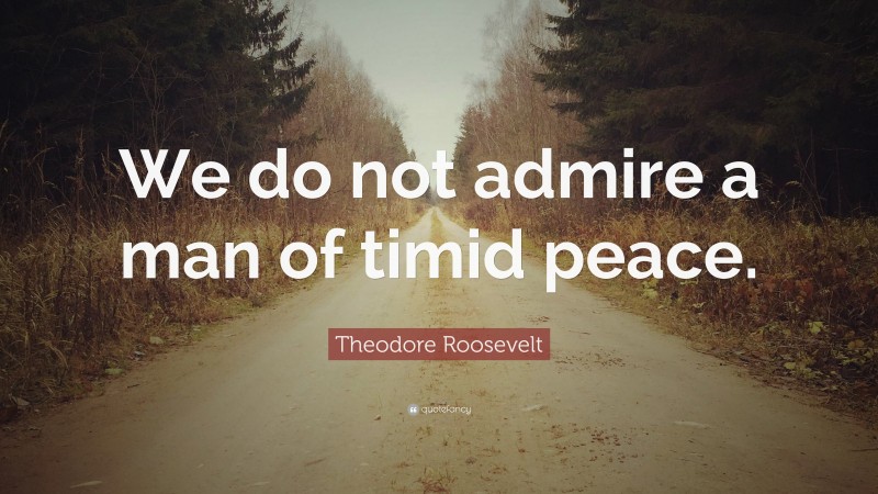 Theodore Roosevelt Quote: “We do not admire a man of timid peace.”
