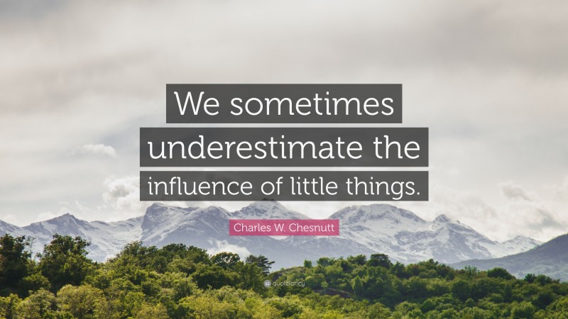 Charles W. Chesnutt Quote: “We sometimes underestimate the influence of little things.”