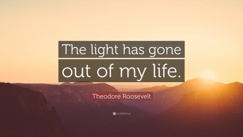 Theodore Roosevelt Quote: “The light has gone out of my life.”