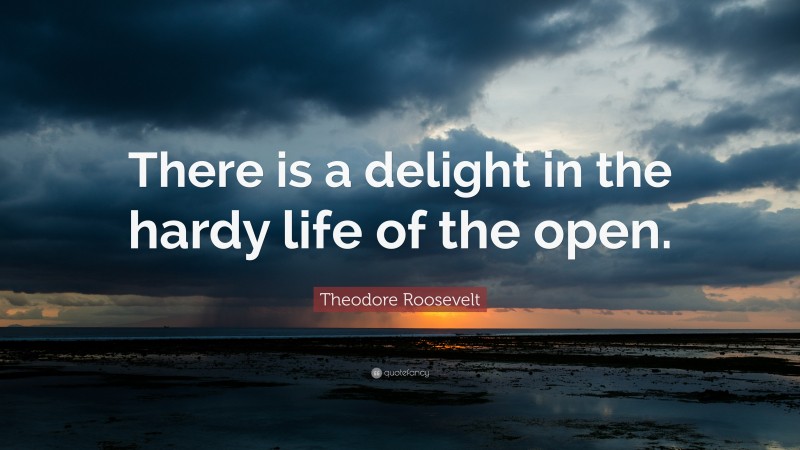 Theodore Roosevelt Quote: “There is a delight in the hardy life of the open.”