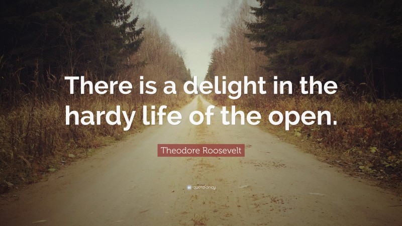 Theodore Roosevelt Quote: “There is a delight in the hardy life of the open.”