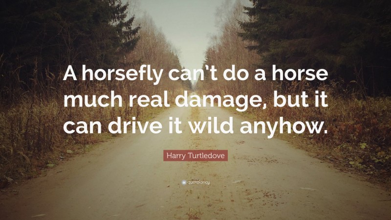 Harry Turtledove Quote: “A horsefly can’t do a horse much real damage, but it can drive it wild anyhow.”