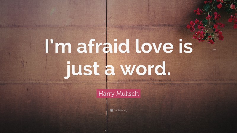 Harry Mulisch Quote: “I’m afraid love is just a word.”