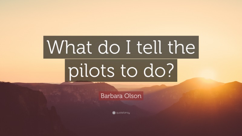 Barbara Olson Quote: “What do I tell the pilots to do?”