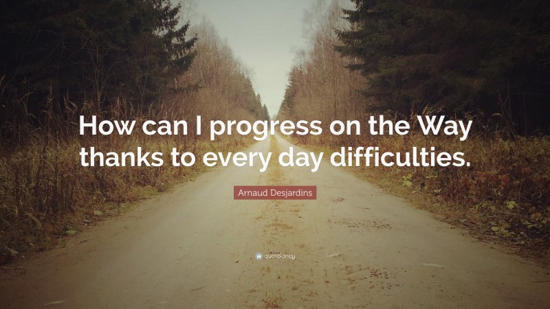 Arnaud Desjardins Quote: “How can I progress on the Way thanks to every day difficulties.”