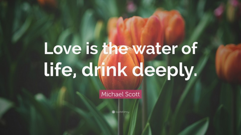 Michael Scott Quote: “Love is the water of life, drink deeply.”