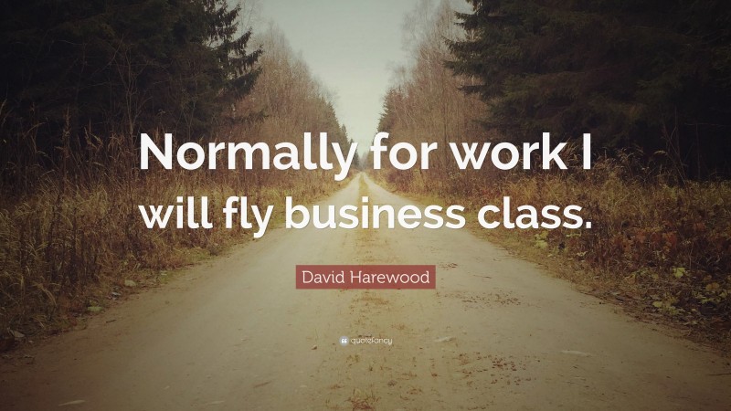 David Harewood Quote: “Normally for work I will fly business class.”