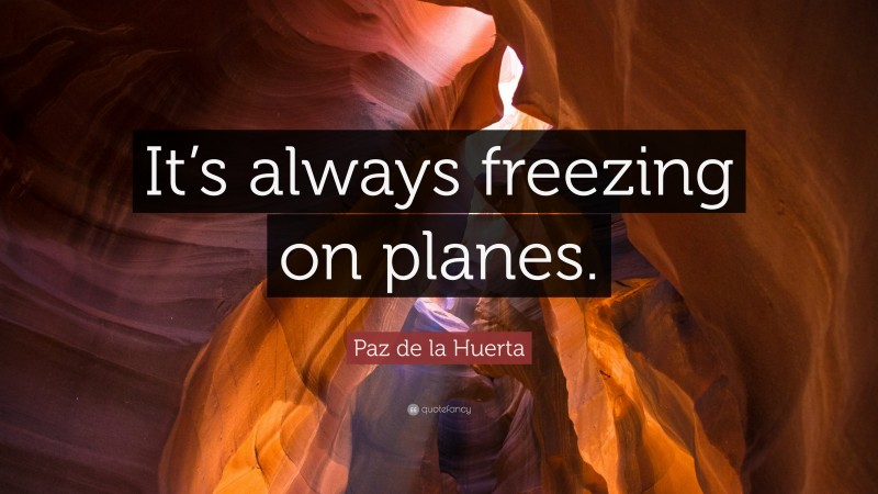 Paz de la Huerta Quote: “It’s always freezing on planes.”