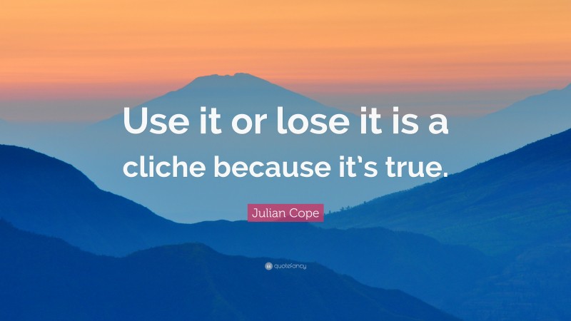 Julian Cope Quote: “Use it or lose it is a cliche because it’s true.”
