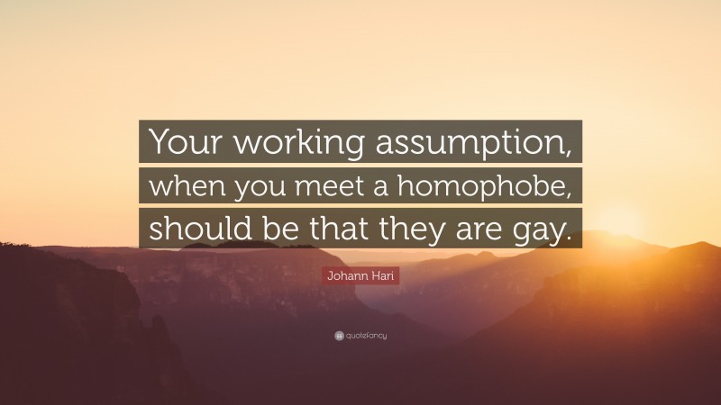 Johann Hari Quote: “Your working assumption, when you meet a homophobe, should be that they are gay.”