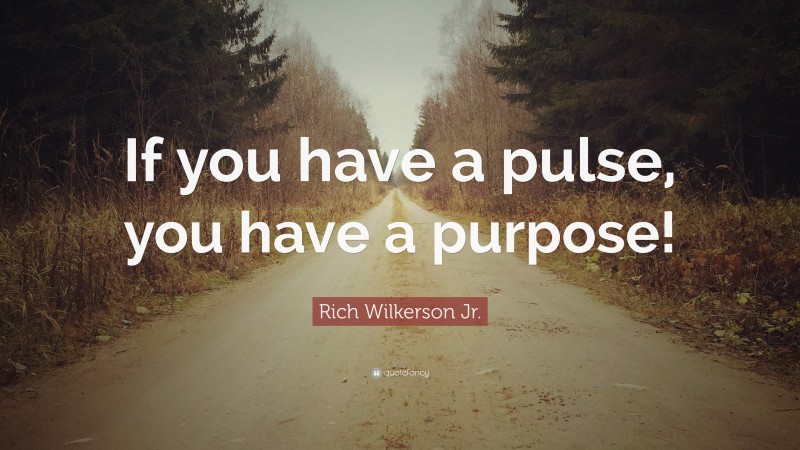 Rich Wilkerson Jr. Quote: “If you have a pulse, you have a purpose!”