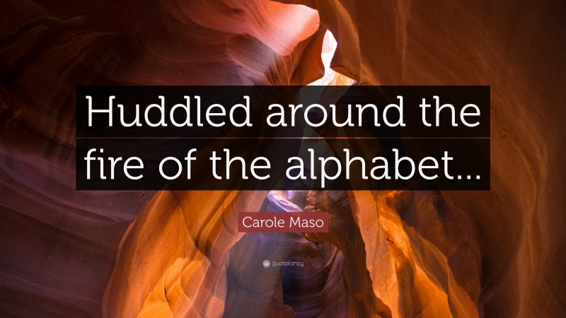 Carole Maso Quote: “Huddled around the fire of the alphabet...”