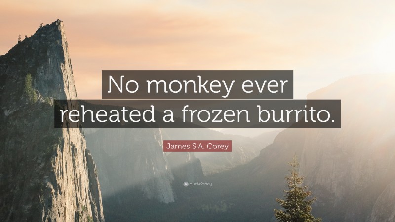 James S.A. Corey Quote: “No monkey ever reheated a frozen burrito.”