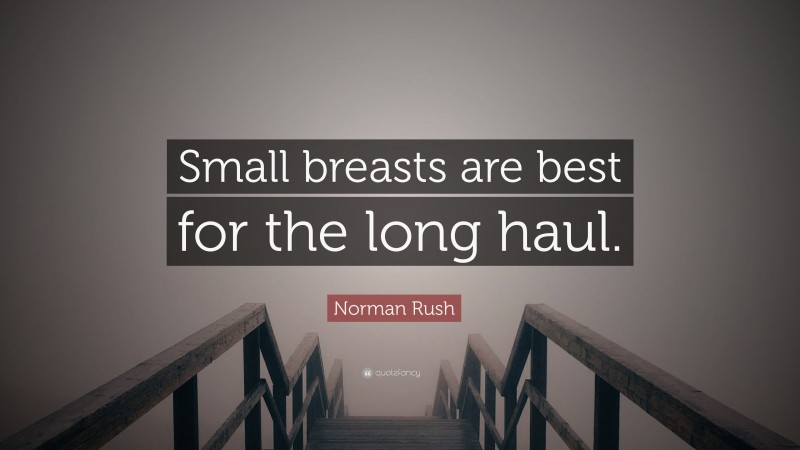 Norman Rush Quote: “Small breasts are best for the long haul.”
