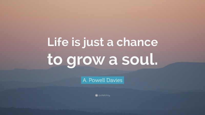 A. Powell Davies Quote: “Life is just a chance to grow a soul.”