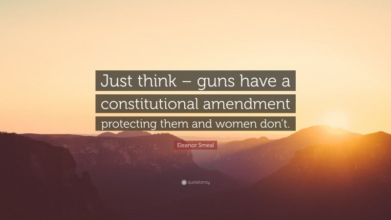 Eleanor Smeal Quote: “Just think – guns have a constitutional amendment protecting them and women don’t.”