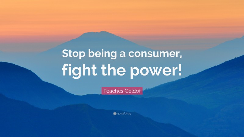 Peaches Geldof Quote: “Stop being a consumer, fight the power!”