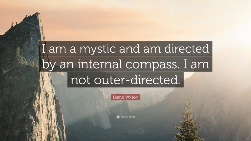 Diane Wilson Quote: “I am a mystic and am directed by an internal compass. I am not outer-directed.”