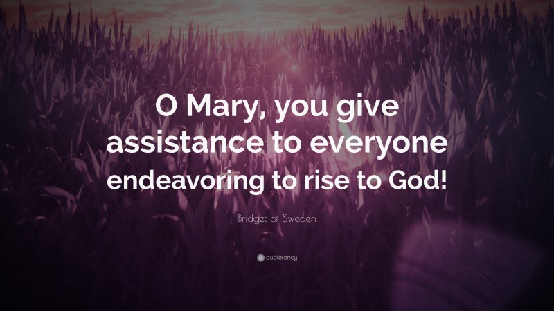 Bridget of Sweden Quote: “O Mary, you give assistance to everyone endeavoring to rise to God!”