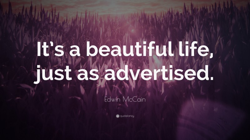 Edwin McCain Quote: “It’s a beautiful life, just as advertised.”