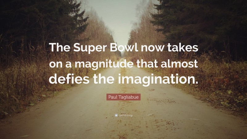 Paul Tagliabue Quote: “The Super Bowl now takes on a magnitude that almost defies the imagination.”