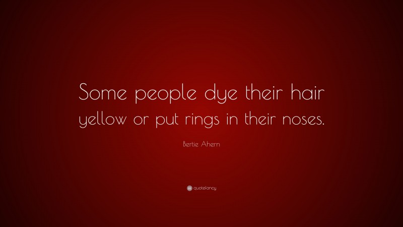 Bertie Ahern Quote: “Some people dye their hair yellow or put rings in their noses.”