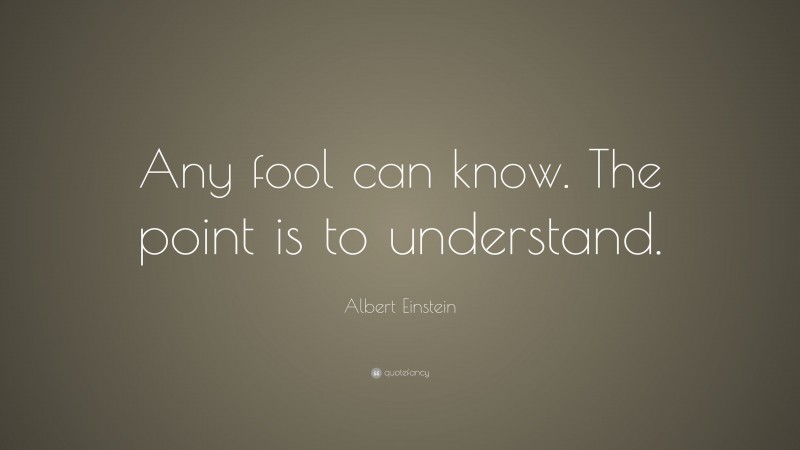 Albert Einstein Quote: “Any fool can know. The point is to understand.”