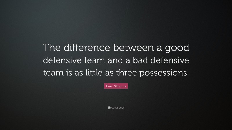 Brad Stevens Quote: “The difference between a good defensive team and a bad defensive team is as little as three possessions.”