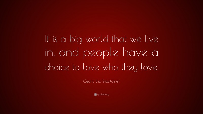 Cedric the Entertainer Quote: “It is a big world that we live in, and people have a choice to love who they love.”