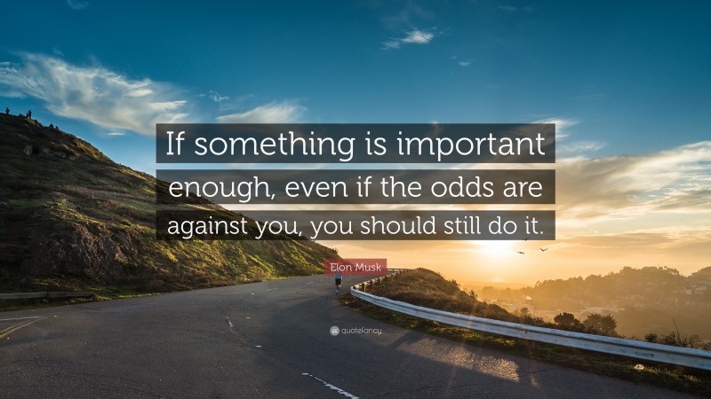 Elon Musk Quote: “If something is important enough, even if the odds are against you, you should still do it.”