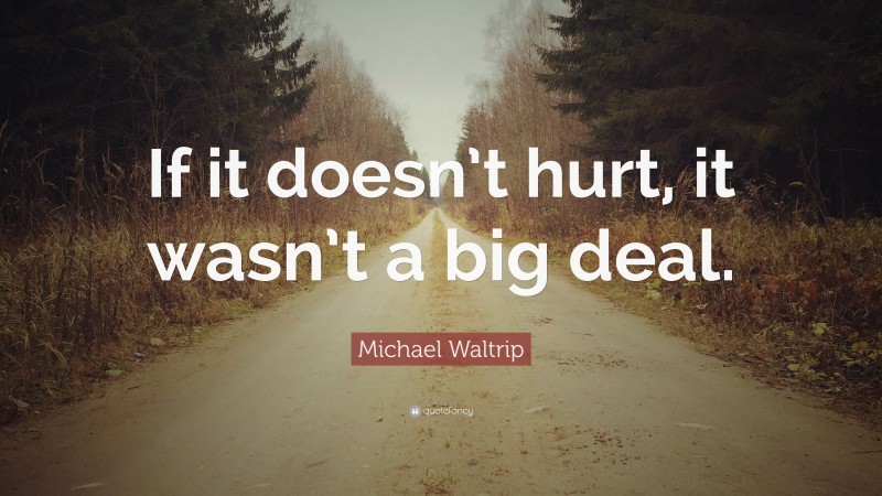 Michael Waltrip Quote: “If it doesn’t hurt, it wasn’t a big deal.”