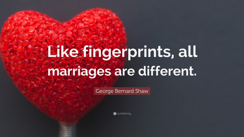 George Bernard Shaw Quote: “Like fingerprints, all marriages are different.”