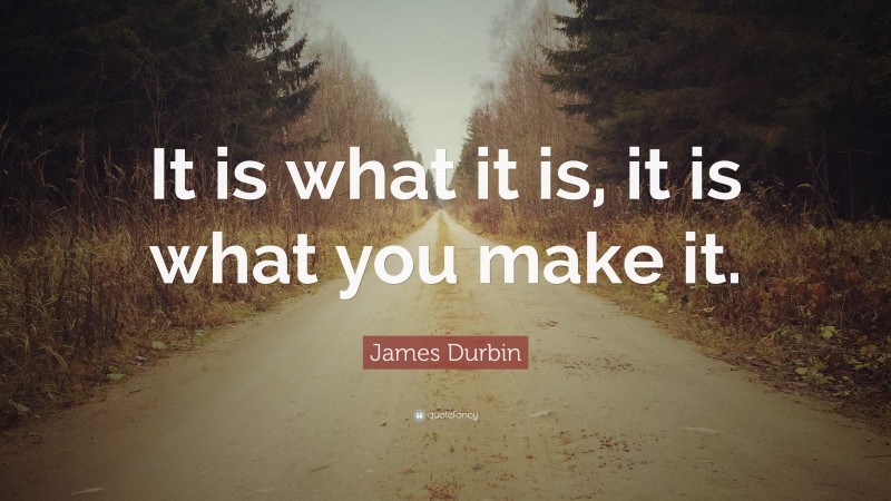James Durbin Quote: “It is what it is, it is what you make it.”