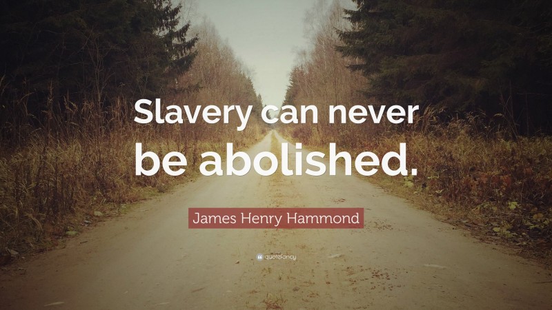 James Henry Hammond Quote: “Slavery can never be abolished.”