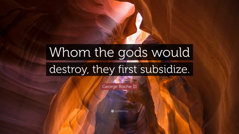 George Roche III Quote: “Whom the gods would destroy, they first subsidize.”