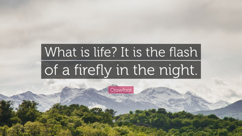 Crowfoot Quote: “What is life? It is the flash of a firefly in the night.”