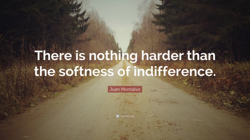 Juan Montalvo Quote: “There is nothing harder than the softness of indifference.”