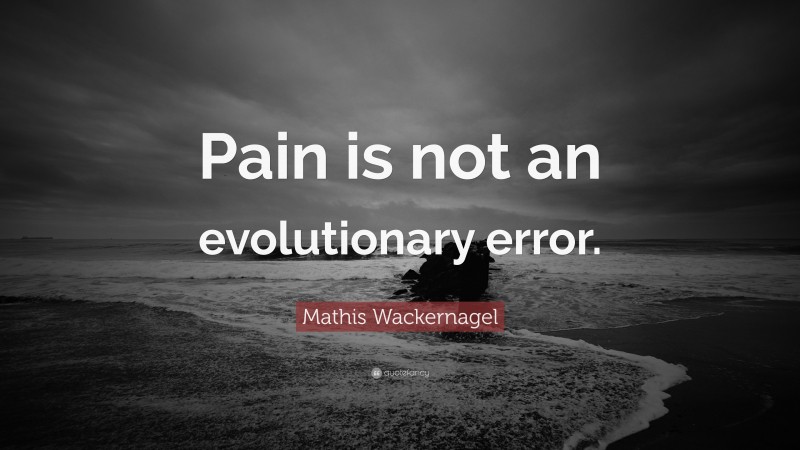 Mathis Wackernagel Quote: “Pain is not an evolutionary error.”