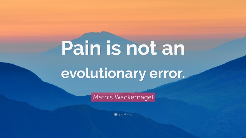 Mathis Wackernagel Quote: “Pain is not an evolutionary error.”