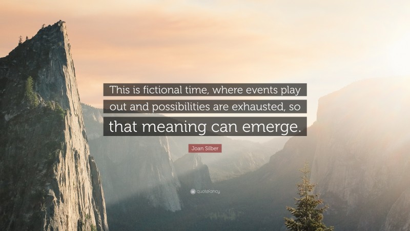 Joan Silber Quote: “This is fictional time, where events play out and possibilities are exhausted, so that meaning can emerge.”