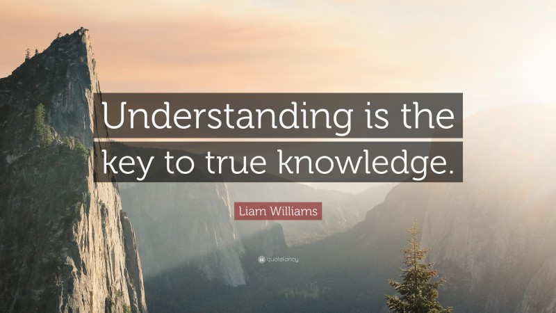 Liam Williams Quote: “Understanding is the key to true knowledge.”