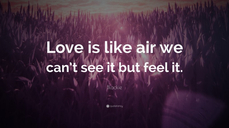 Blackie Quote: “Love is like air we can’t see it but feel it.”