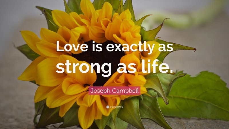 Joseph Campbell Quote: “Love is exactly as strong as life.”