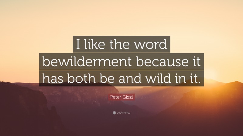 Peter Gizzi Quote: “I like the word bewilderment because it has both be and wild in it.”