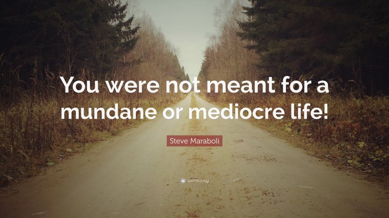 Steve Maraboli Quote: “You were not meant for a mundane or mediocre life!”