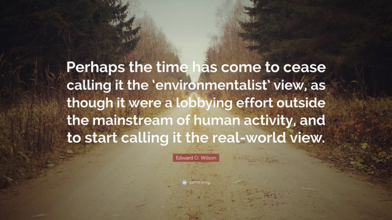 Edward O. Wilson Quote: “Perhaps the time has come to cease calling it the ‘environmentalist’ view, as though it were a lobbying effort outside the mainstream of human activity, and to start calling it the real-world view.”