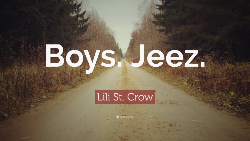 Lili St. Crow Quote: “Boys. Jeez.”