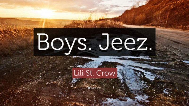 Lili St. Crow Quote: “Boys. Jeez.”