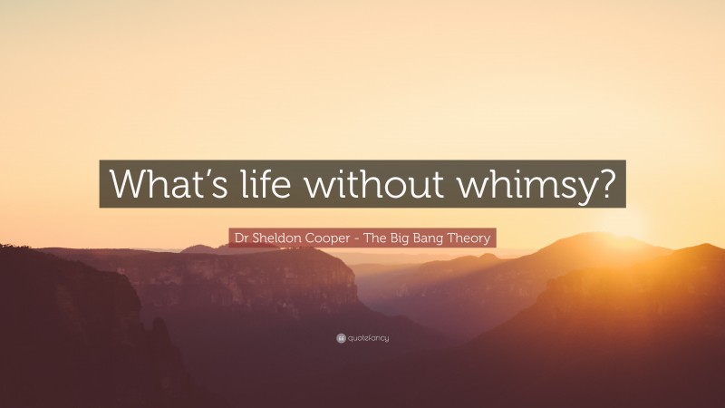 Dr Sheldon Cooper - The Big Bang Theory Quote: “What’s life without whimsy?”