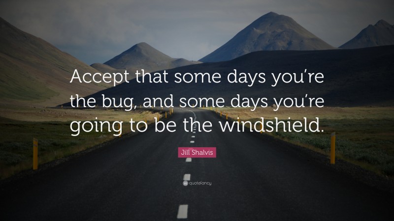Jill Shalvis Quote: “Accept that some days you’re the bug, and some days you’re going to be the windshield.”
